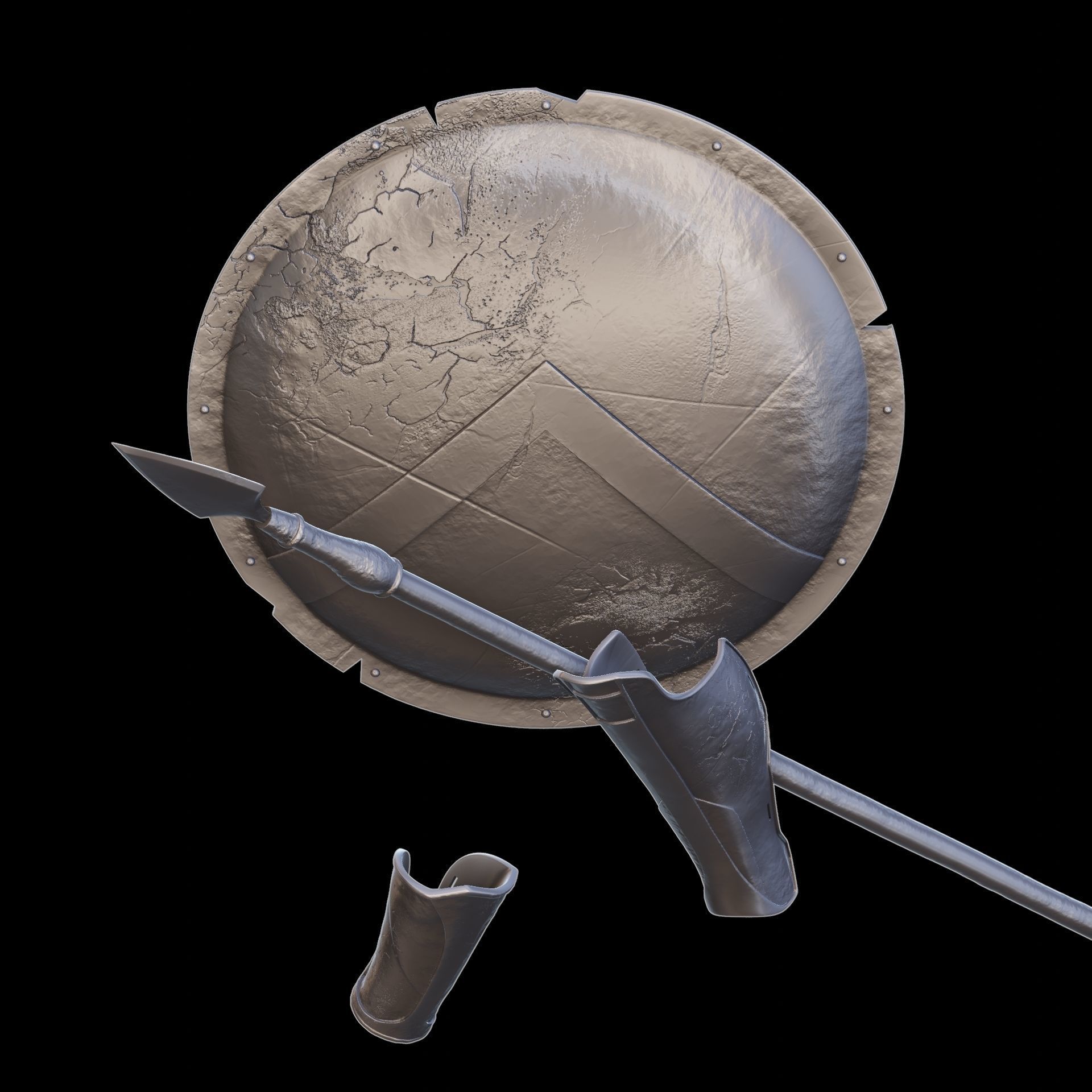 300 Movie Spartan Armor Shield and Spear Printable STL 3D print model_3