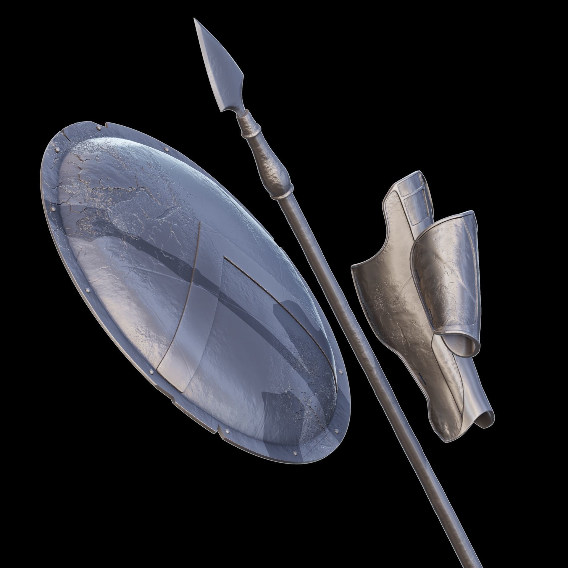 300 Movie Spartan Armor Shield and Spear Printable STL 3D print model_2