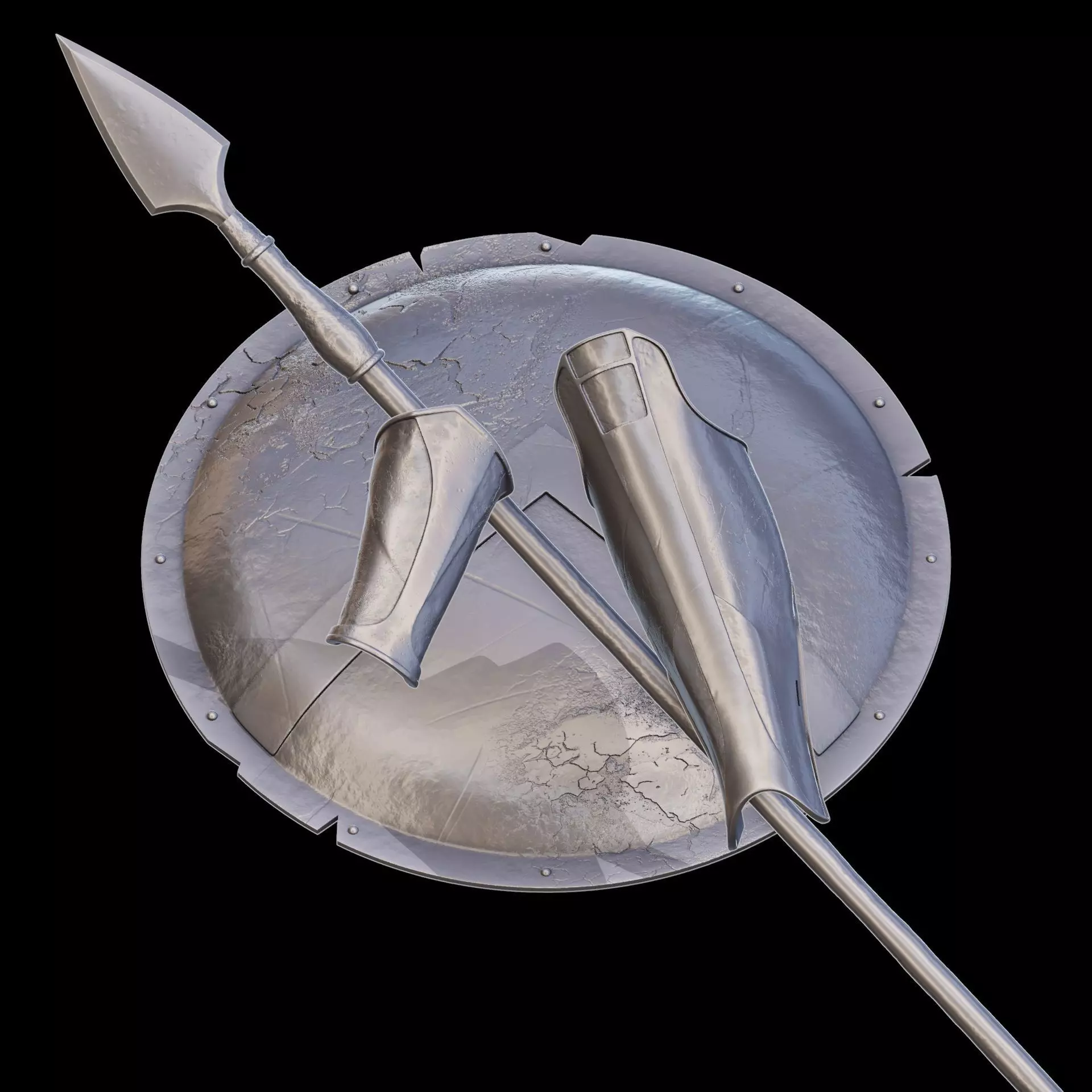 300 Movie Spartan Armor Shield and Spear Printable STL 3D print model_0