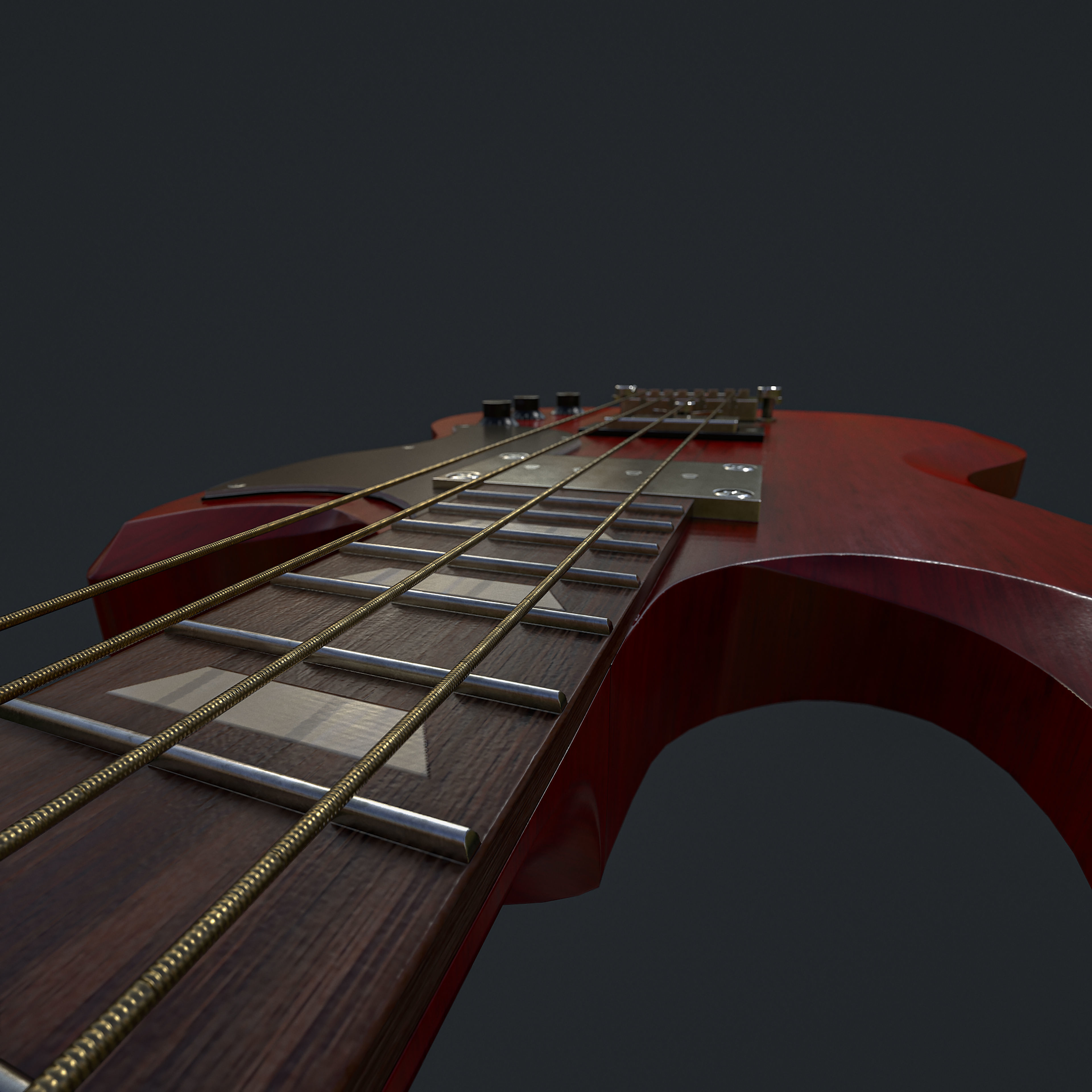 Gibson SG Standart Bass Low poly PBR Low-poly 3D model_4