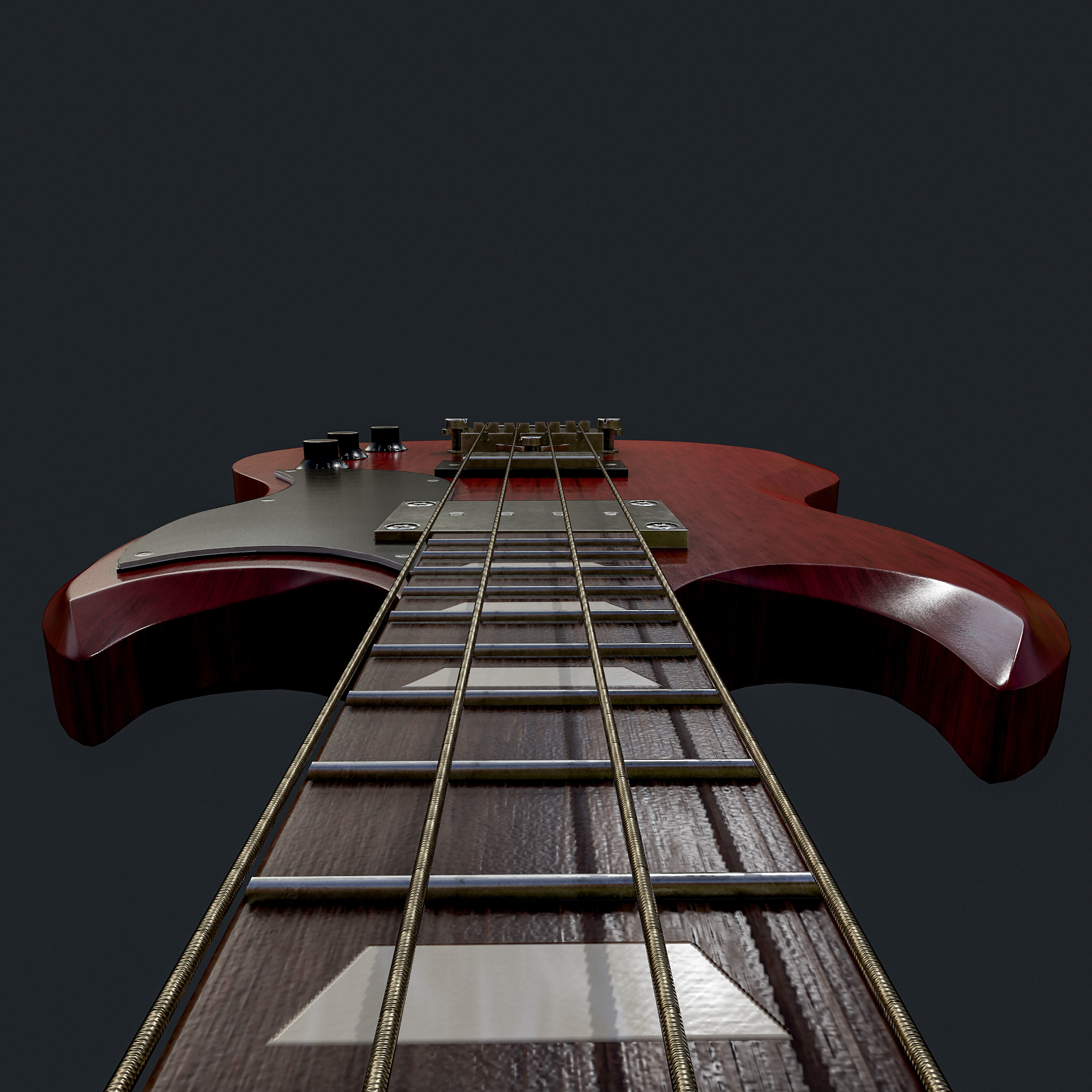Gibson SG Standart Bass Low poly PBR Low-poly 3D model_3