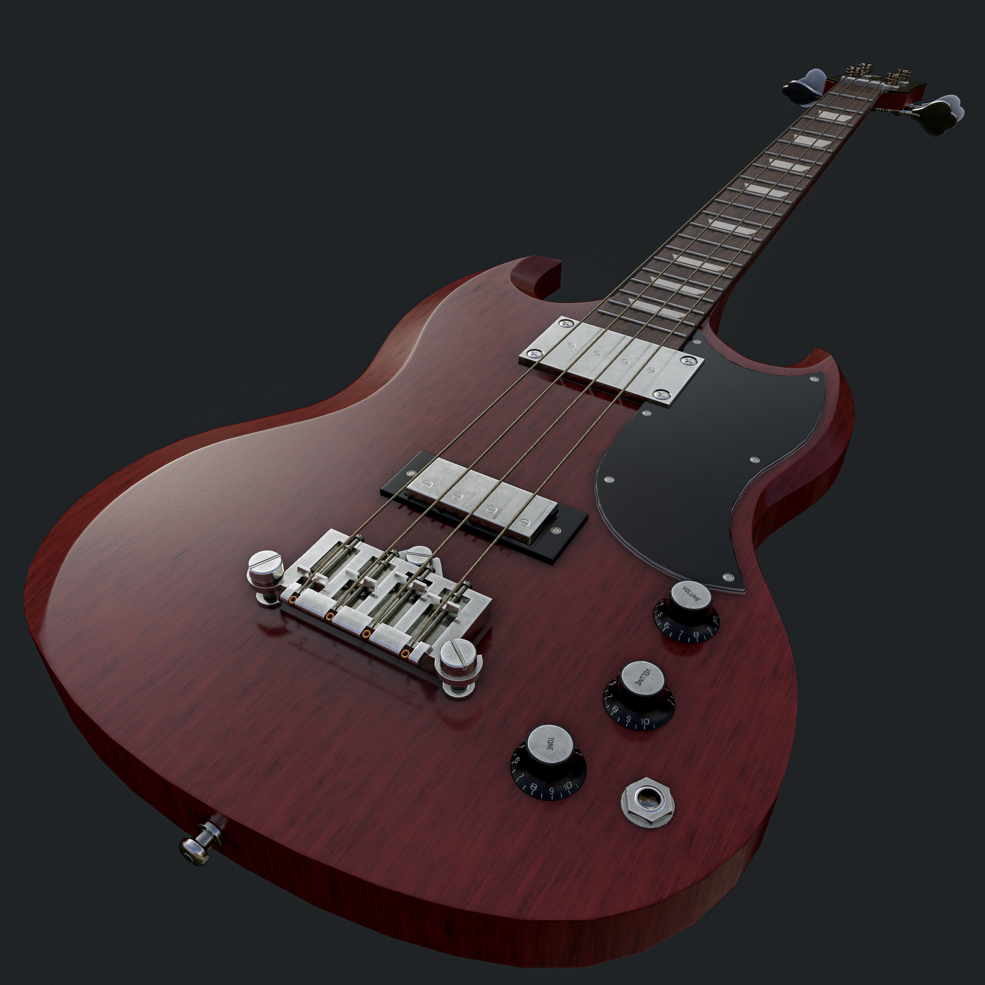 Gibson SG Standart Bass Low poly PBR Low-poly 3D model_6