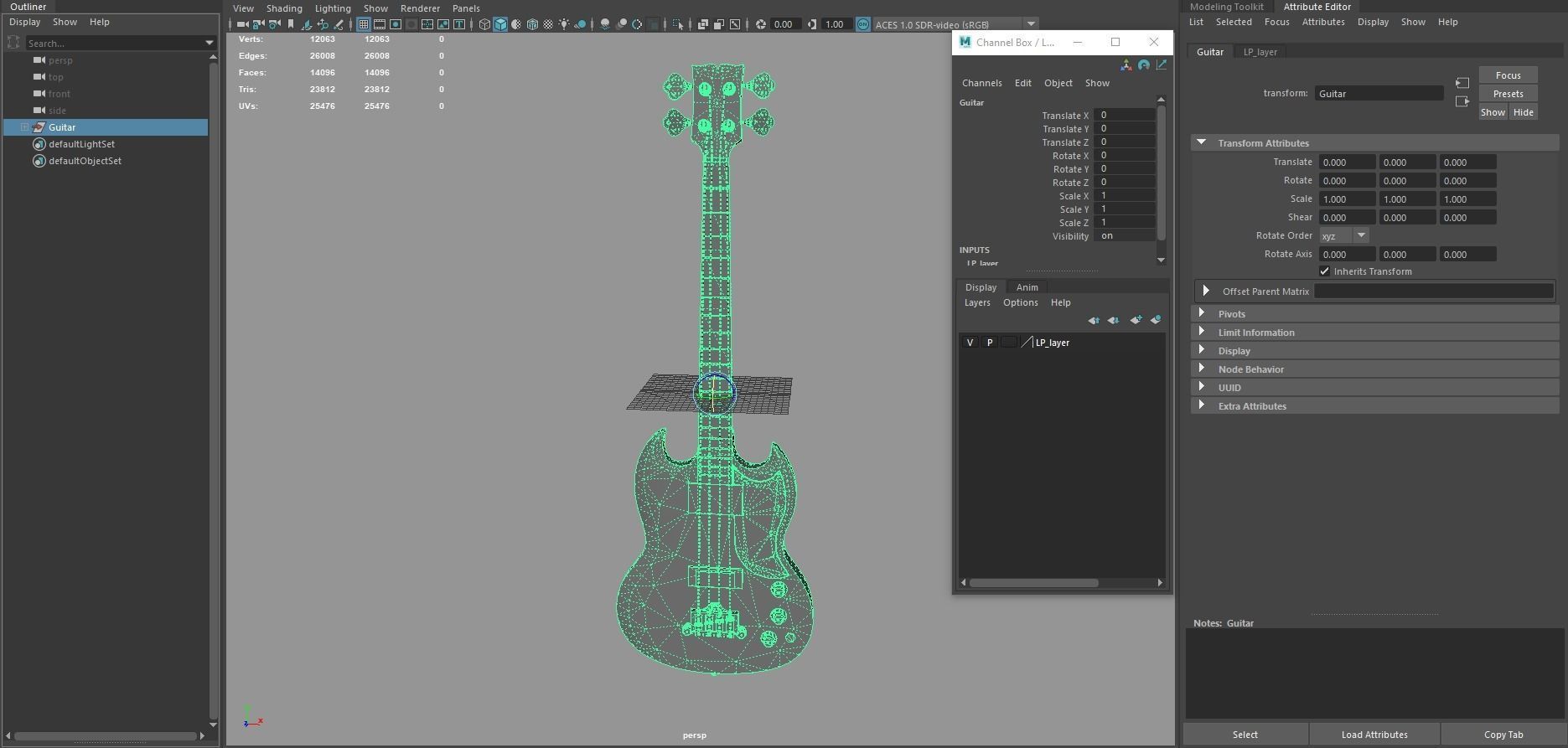 Gibson SG Standart Bass Low poly PBR Low-poly 3D model_16