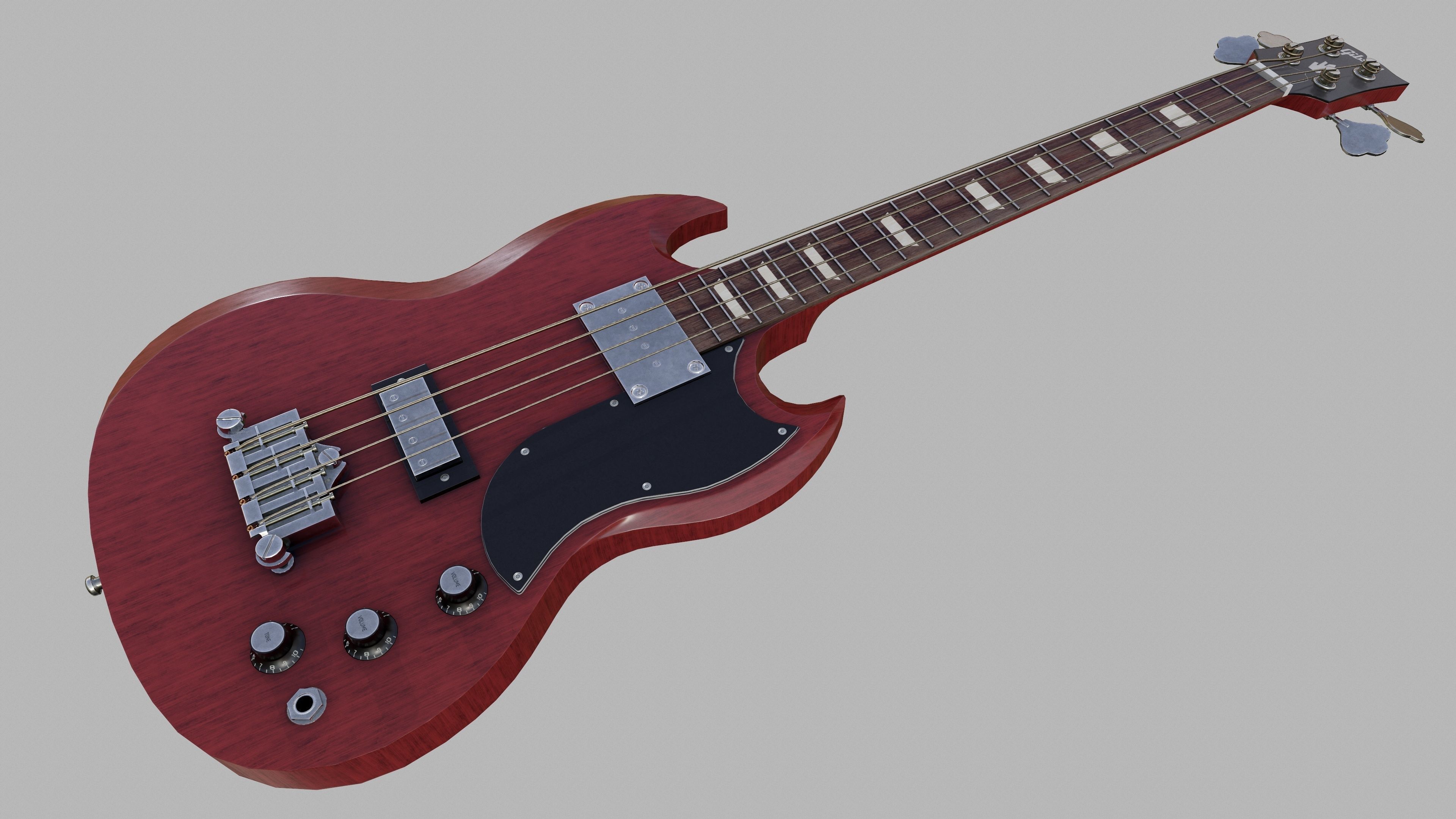 Gibson SG Standart Bass Low poly PBR Low-poly 3D model_8