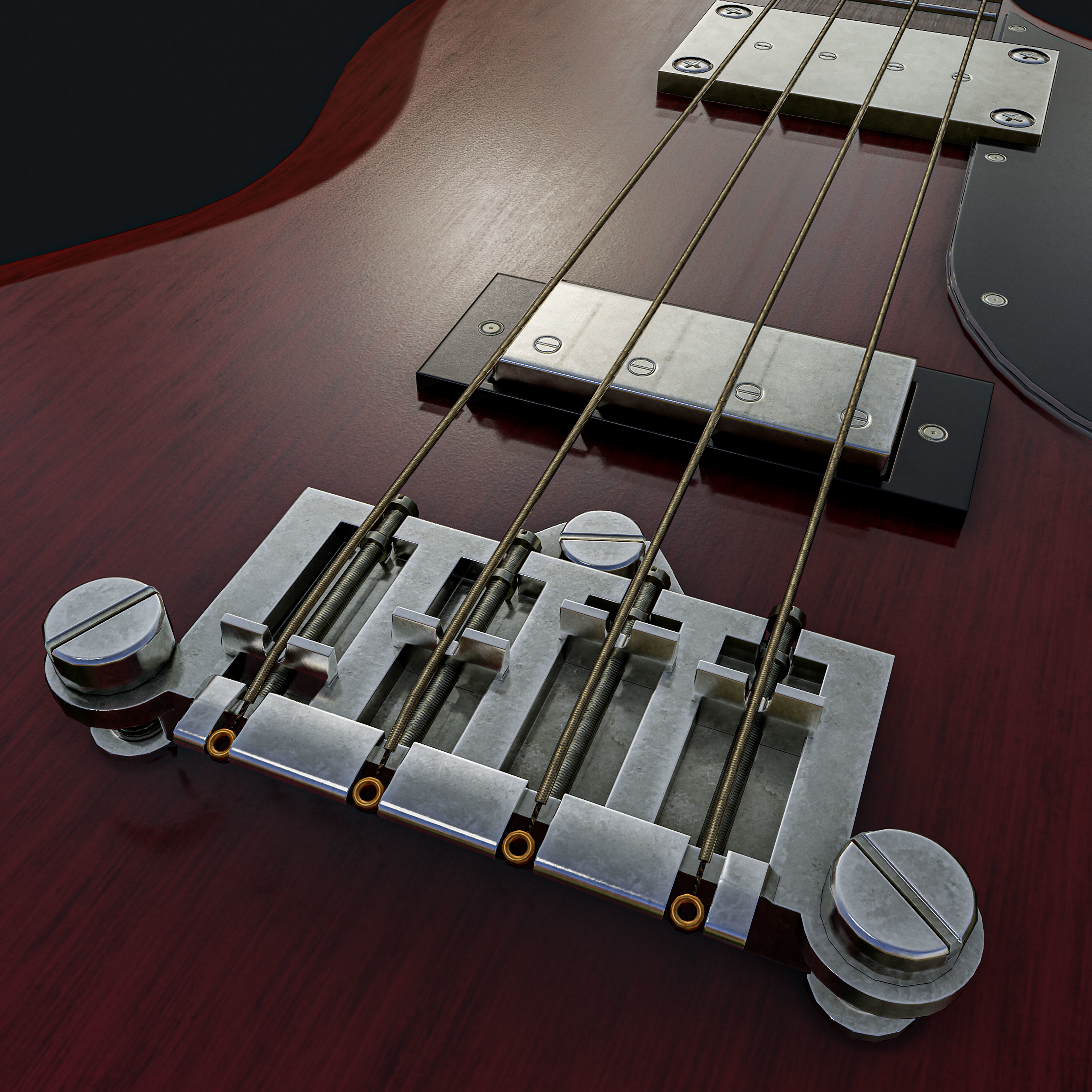 Gibson SG Standart Bass Low poly PBR Low-poly 3D model_5