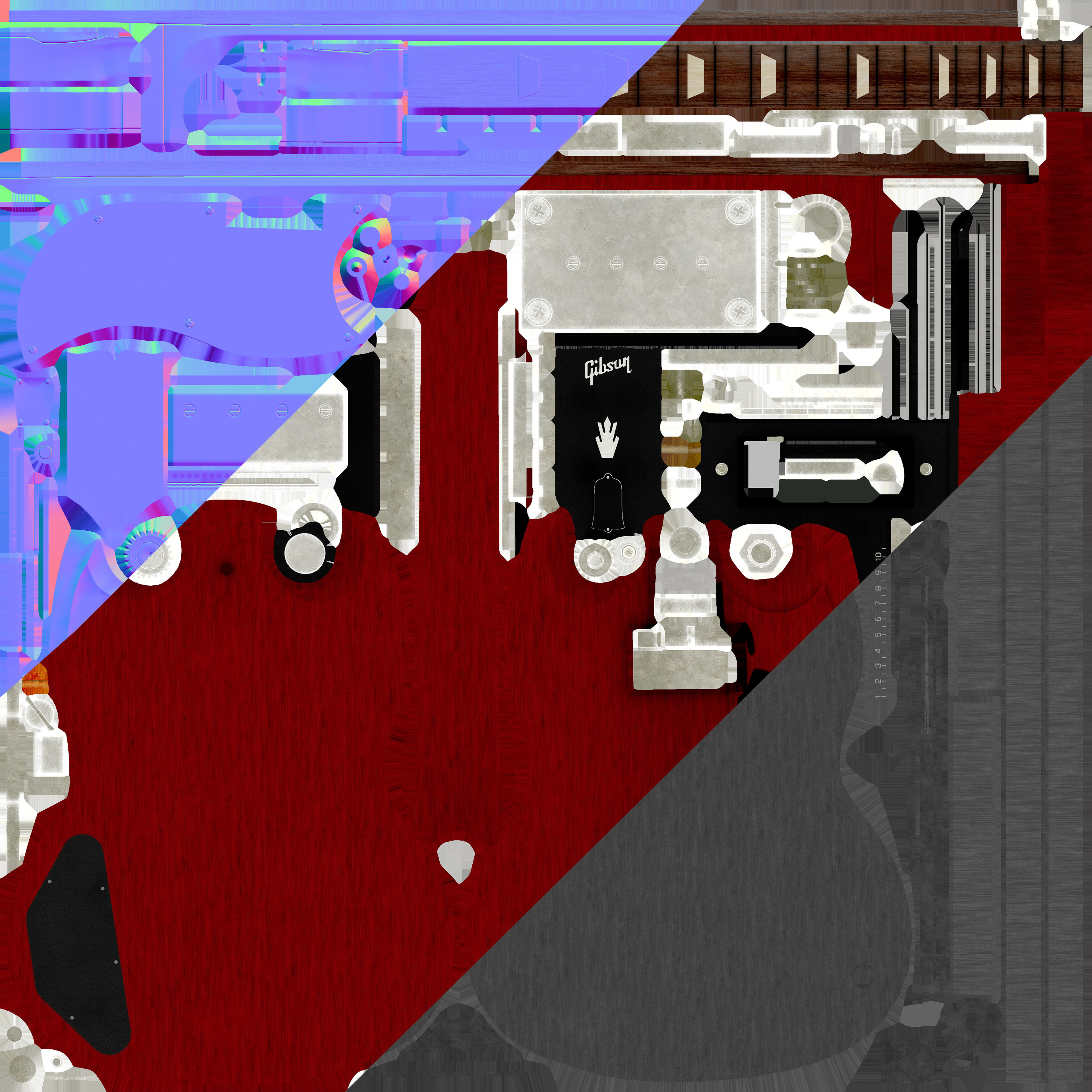 Gibson SG Standart Bass Low poly PBR Low-poly 3D model_14