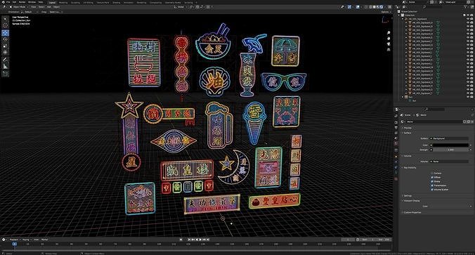 Hong Kong Neon Sign V05 Bundle 3D model 6