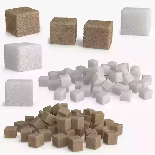 Brown and White Sugar Pices 3D Model Collection