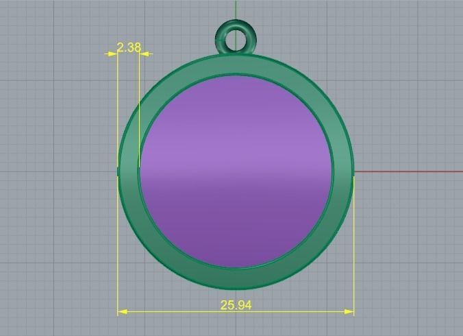 Round pendant with round stone Model 3660 3D print model_6