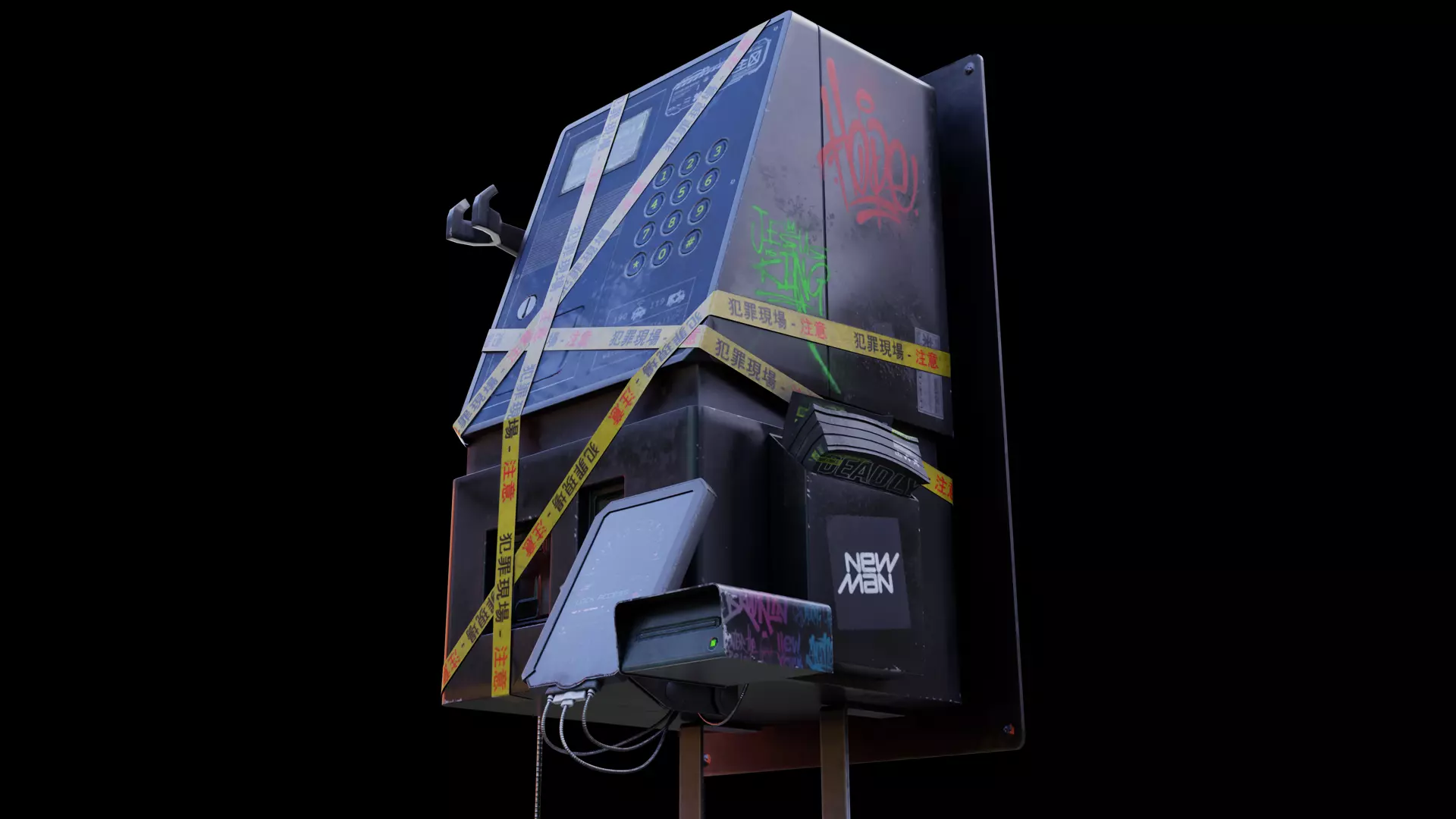 Cyberpunk Phone Cabin Low-poly 3D model_0