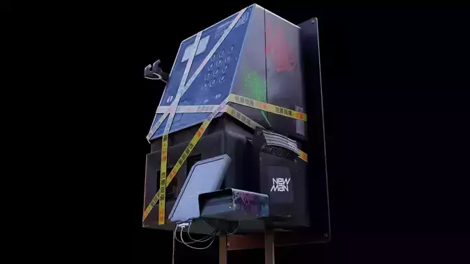Cyberpunk Phone Cabin Low-poly 3D model Cyberpunk Phone Cabin Low-poly 3D model