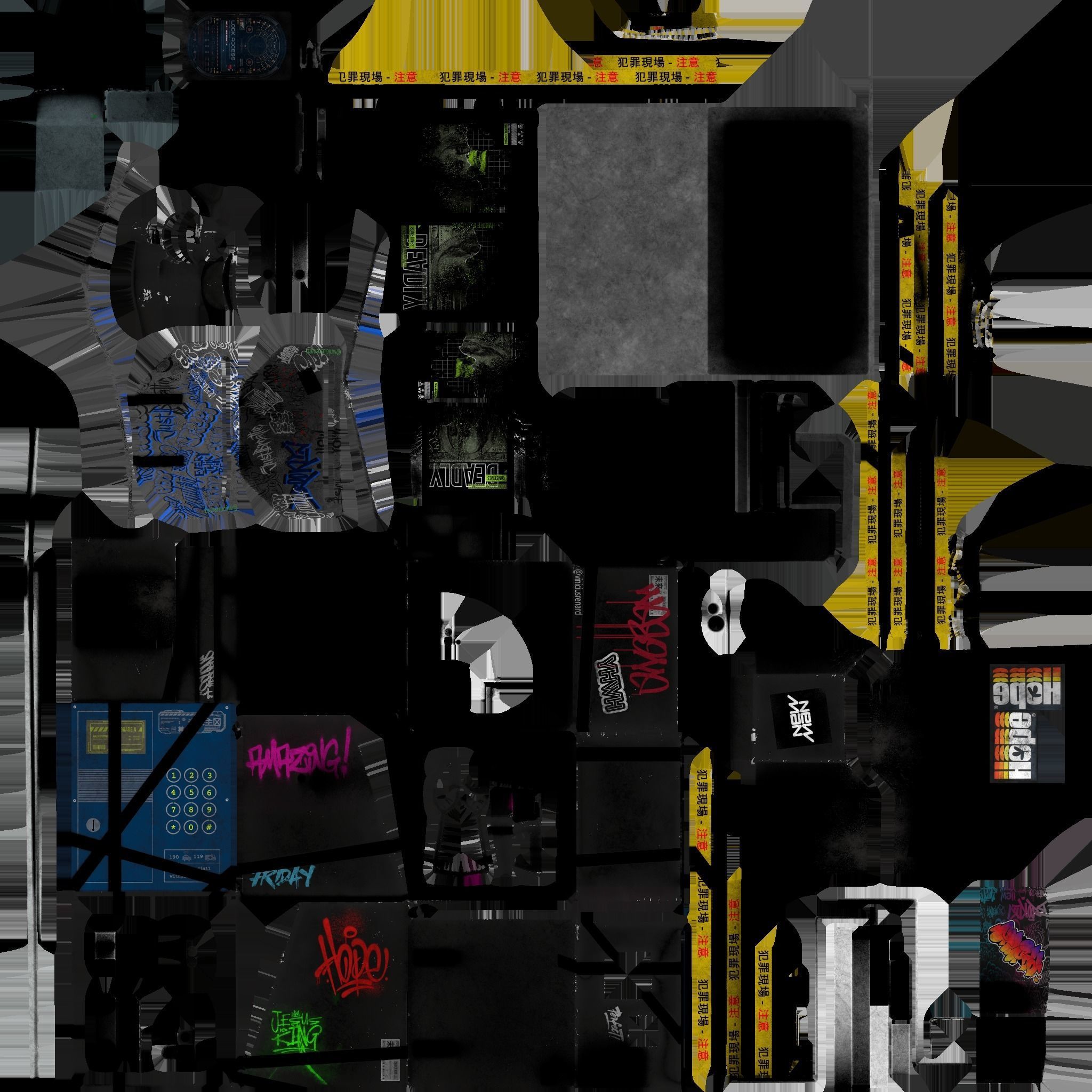 Cyberpunk Phone Cabin Low-poly 3D model_10