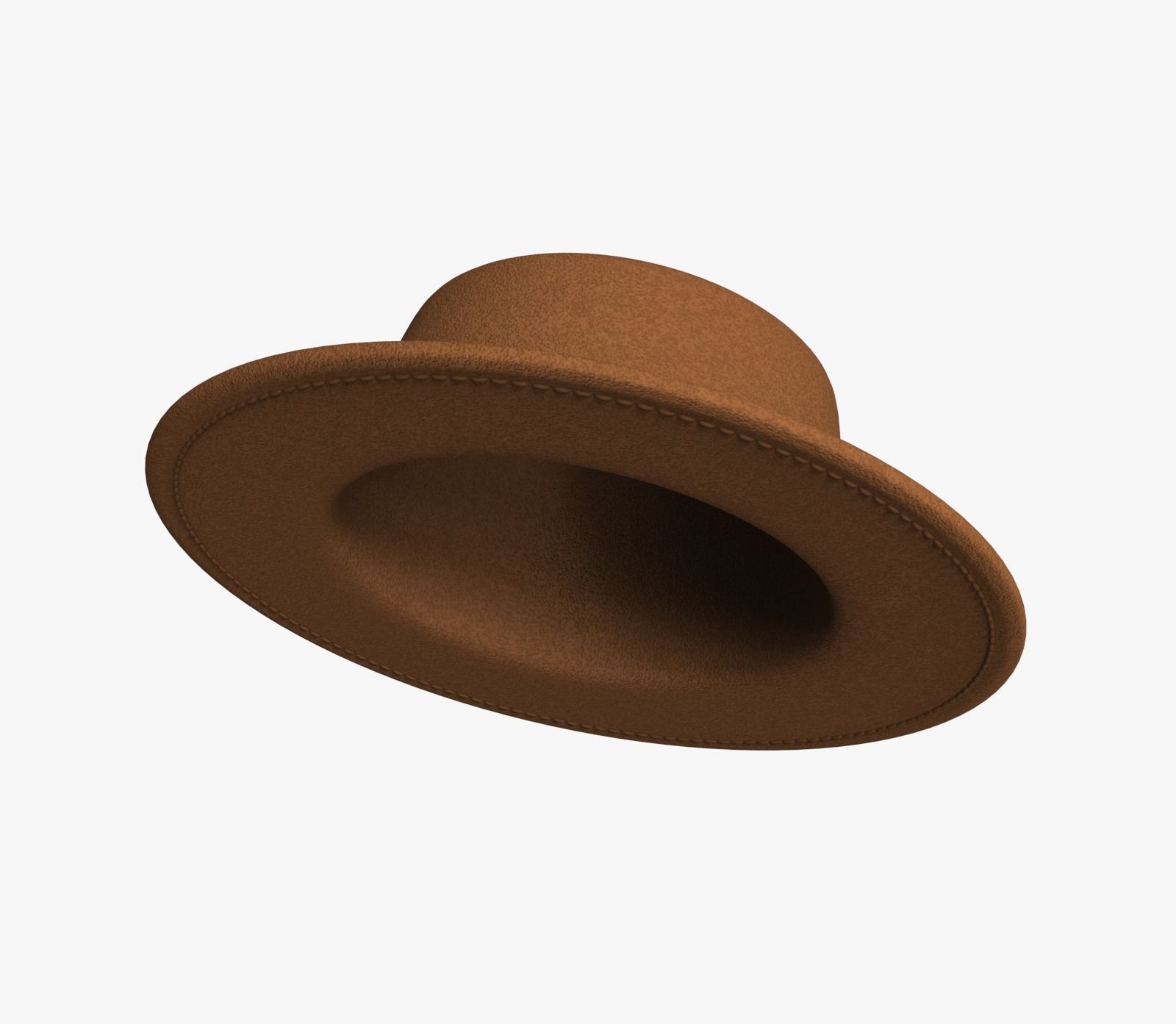 Brown felt hat  3D model_2