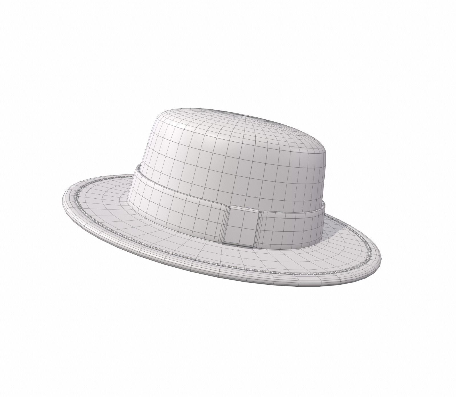 Brown felt hat  3D model_6