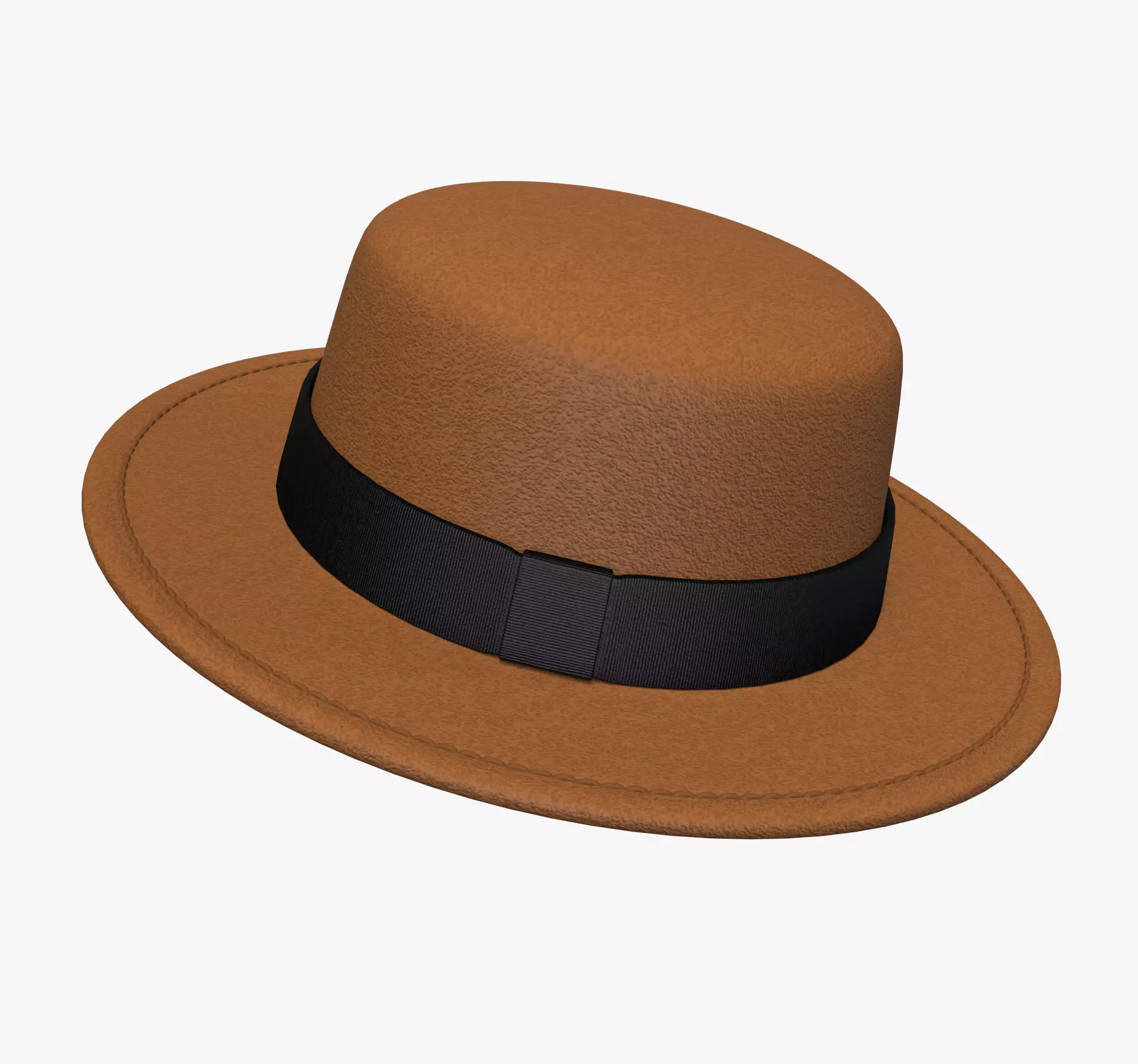 Brown felt hat  3D model_0