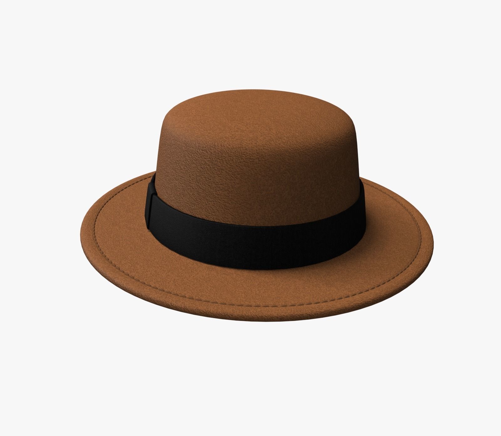 Brown felt hat  3D model_3