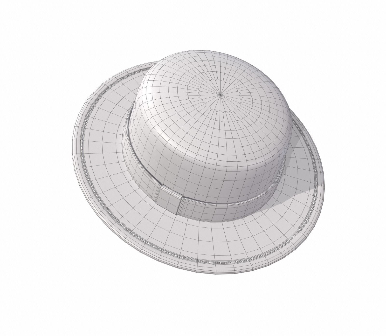 Brown felt hat  3D model_7