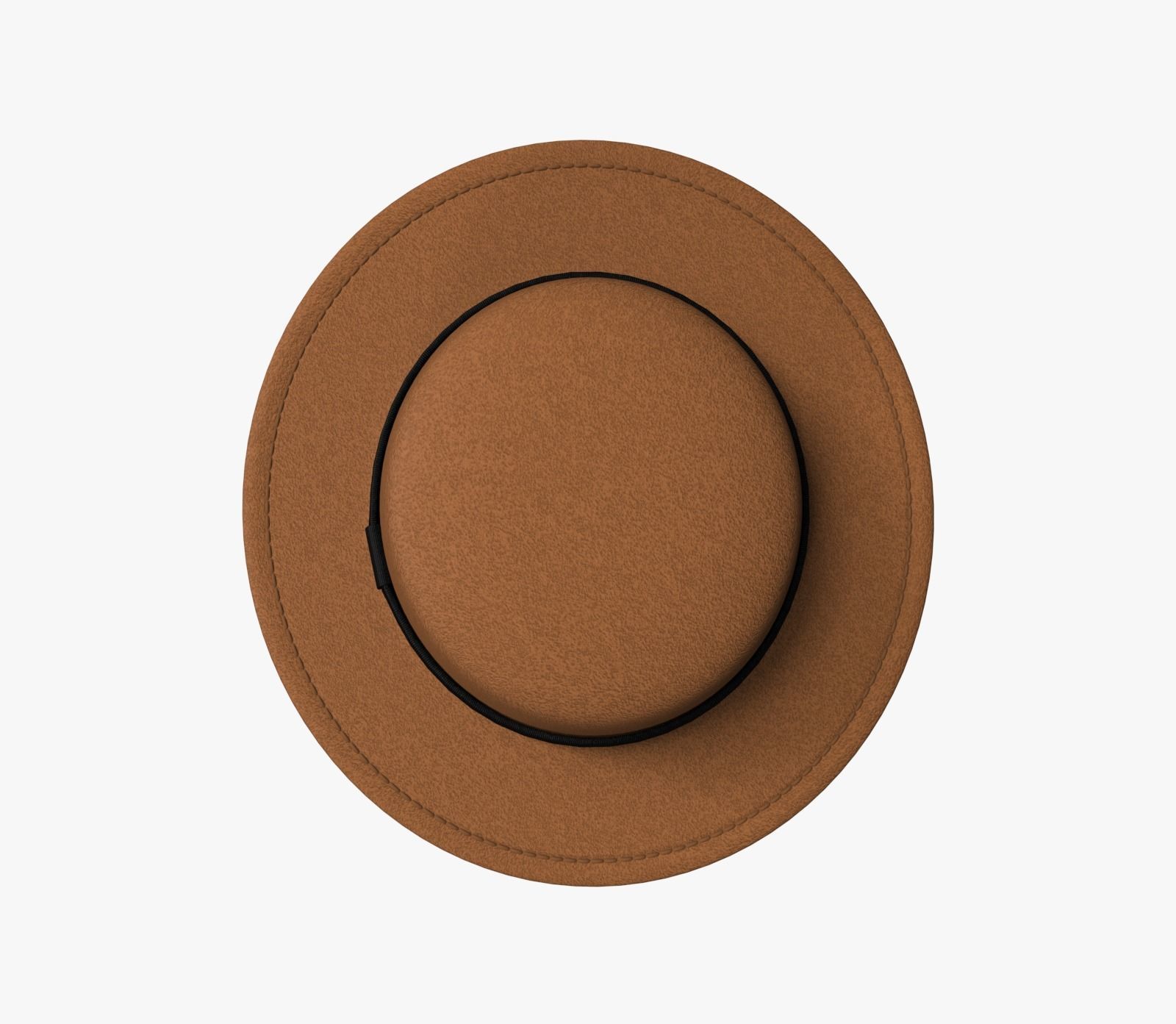 Brown felt hat  3D model_5