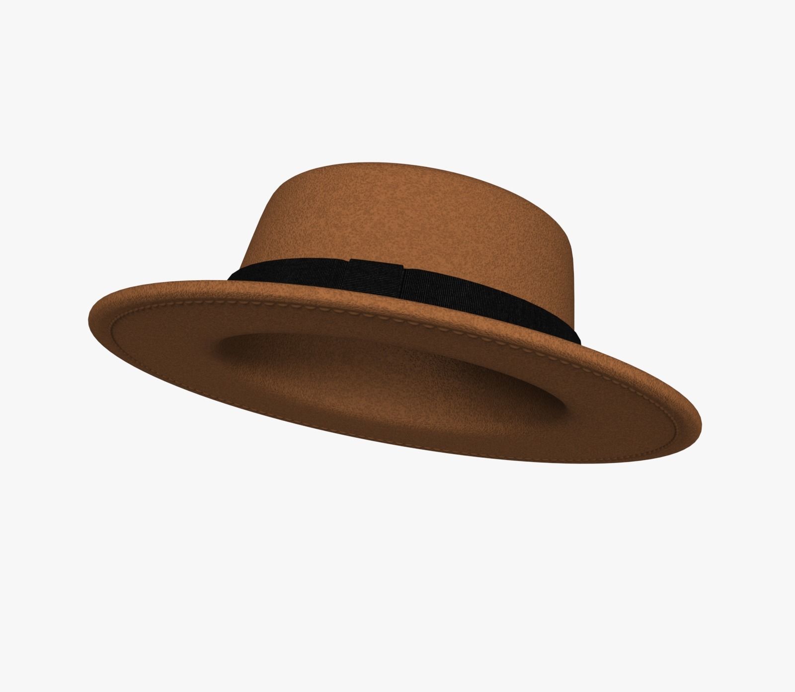 Brown felt hat  3D model_1