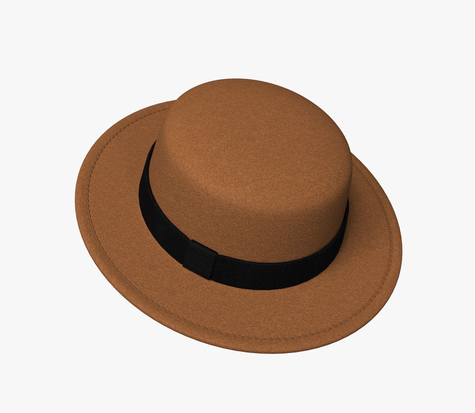 Brown felt hat  3D model_4