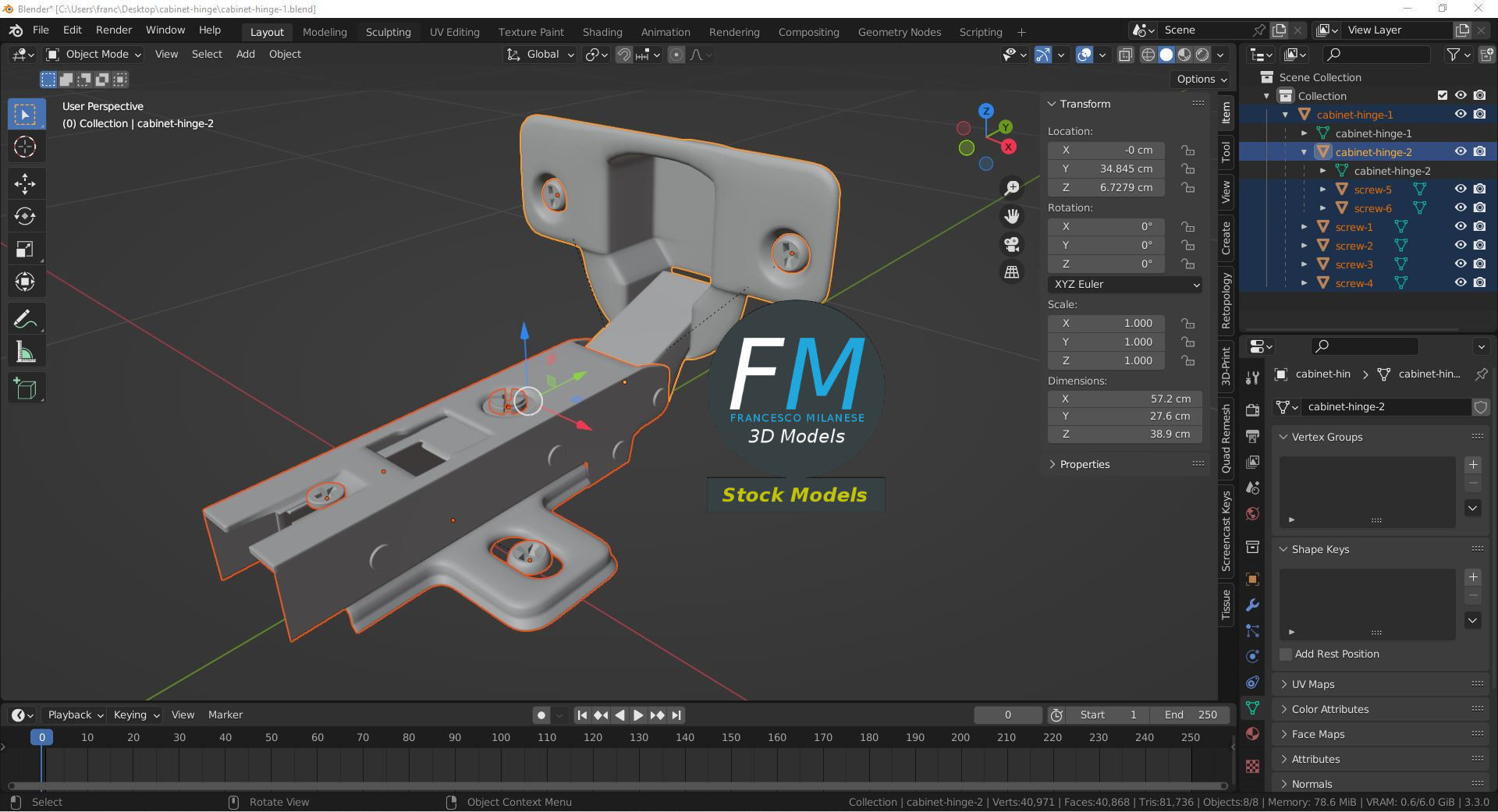 Cabinet hinge 3D model_9