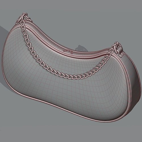 Purse with chain handle 3D model