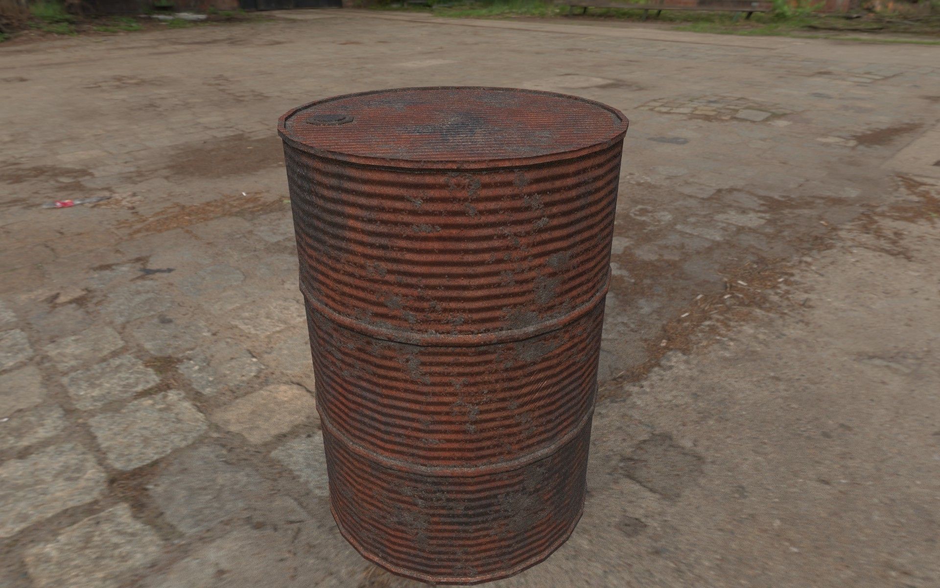 Rusty Barrel Style 1 Low-poly 3D model_1