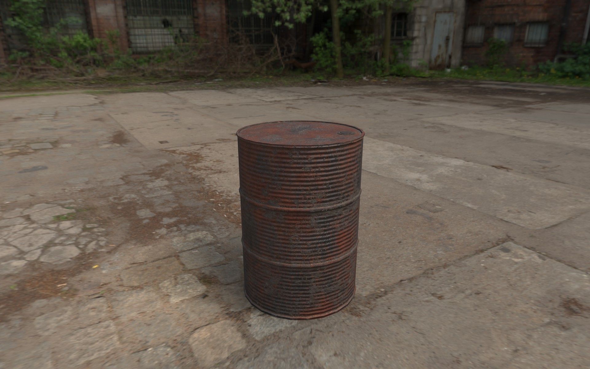 Rusty Barrel Style 1 Low-poly 3D model_2