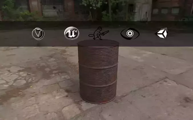 Rusty Barrel Style 1 Low-poly 3D model