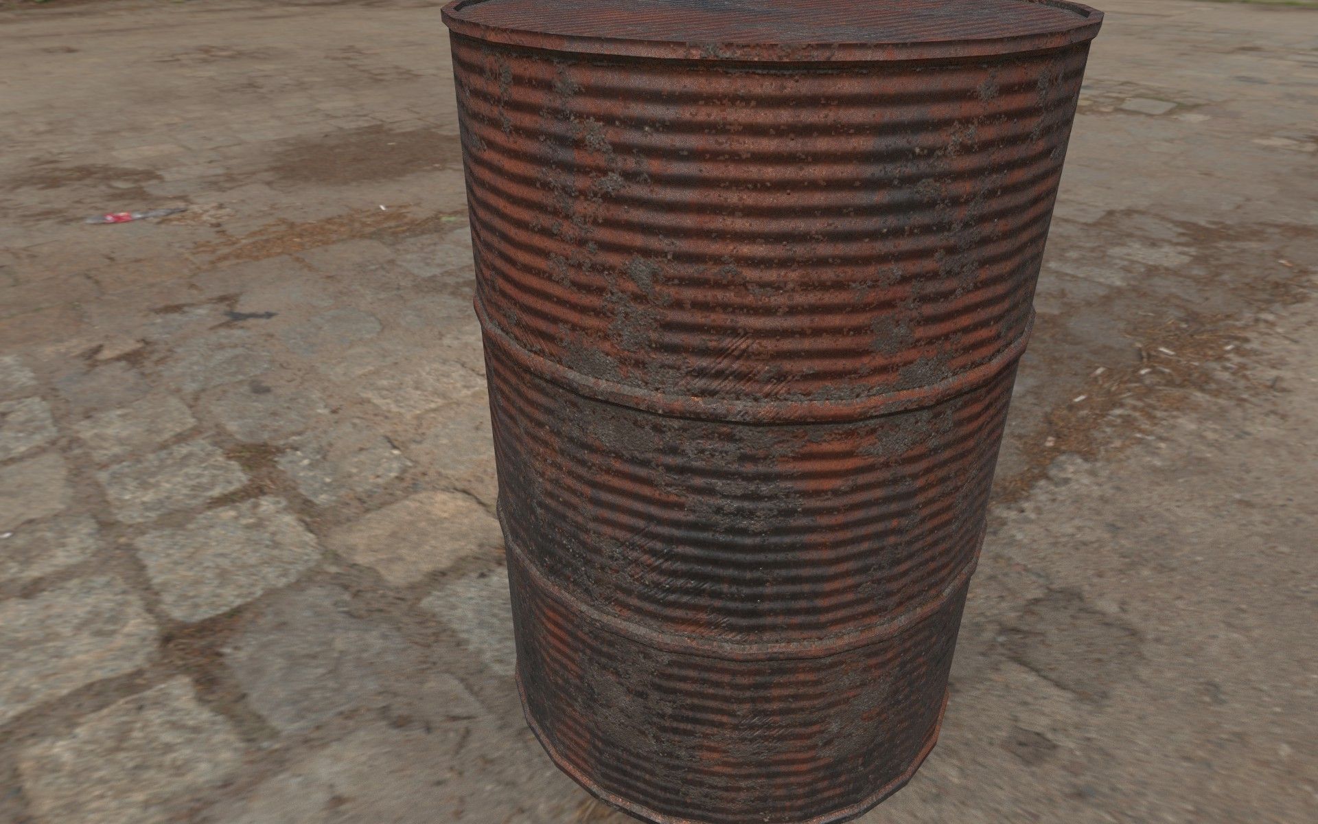 Rusty Barrel Style 1 Low-poly 3D model_4