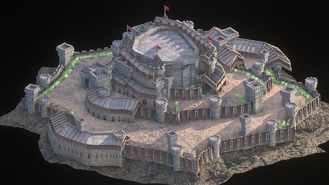Procedural Medieval Castle and Castle Generator Blender City  Low-poly 3D model 5