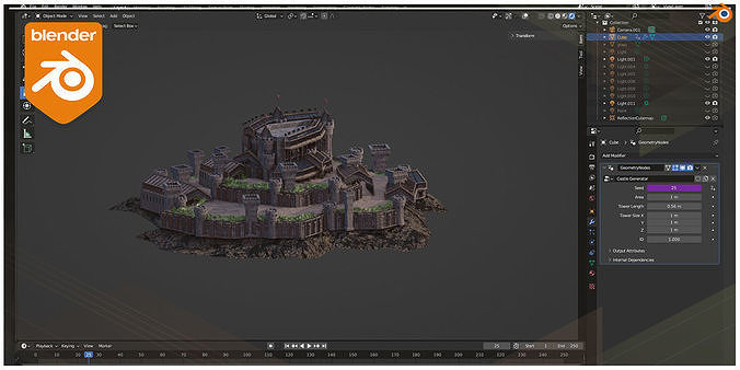 Procedural Medieval Castle and Castle Generator Blender City  Low-poly 3D model 2