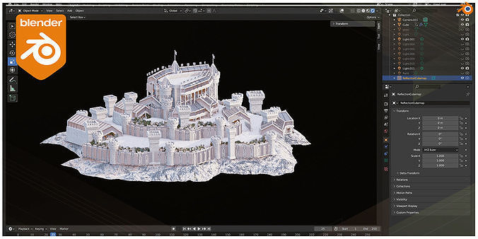 Procedural Medieval Castle and Castle Generator Blender City  Low-poly 3D model 4