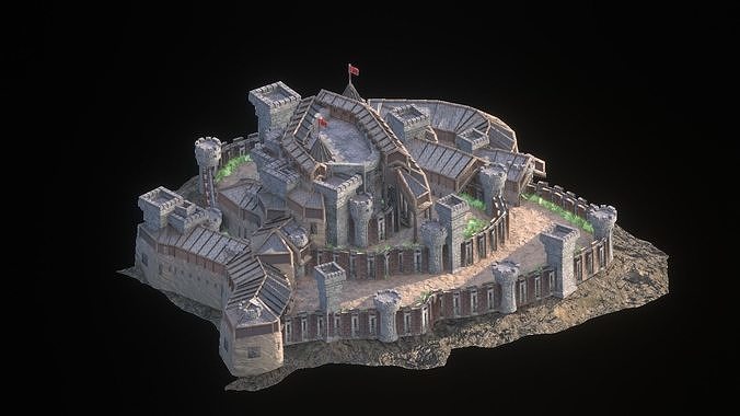 Procedural Medieval Castle and Castle Generator Blender City  Low-poly 3D model 6