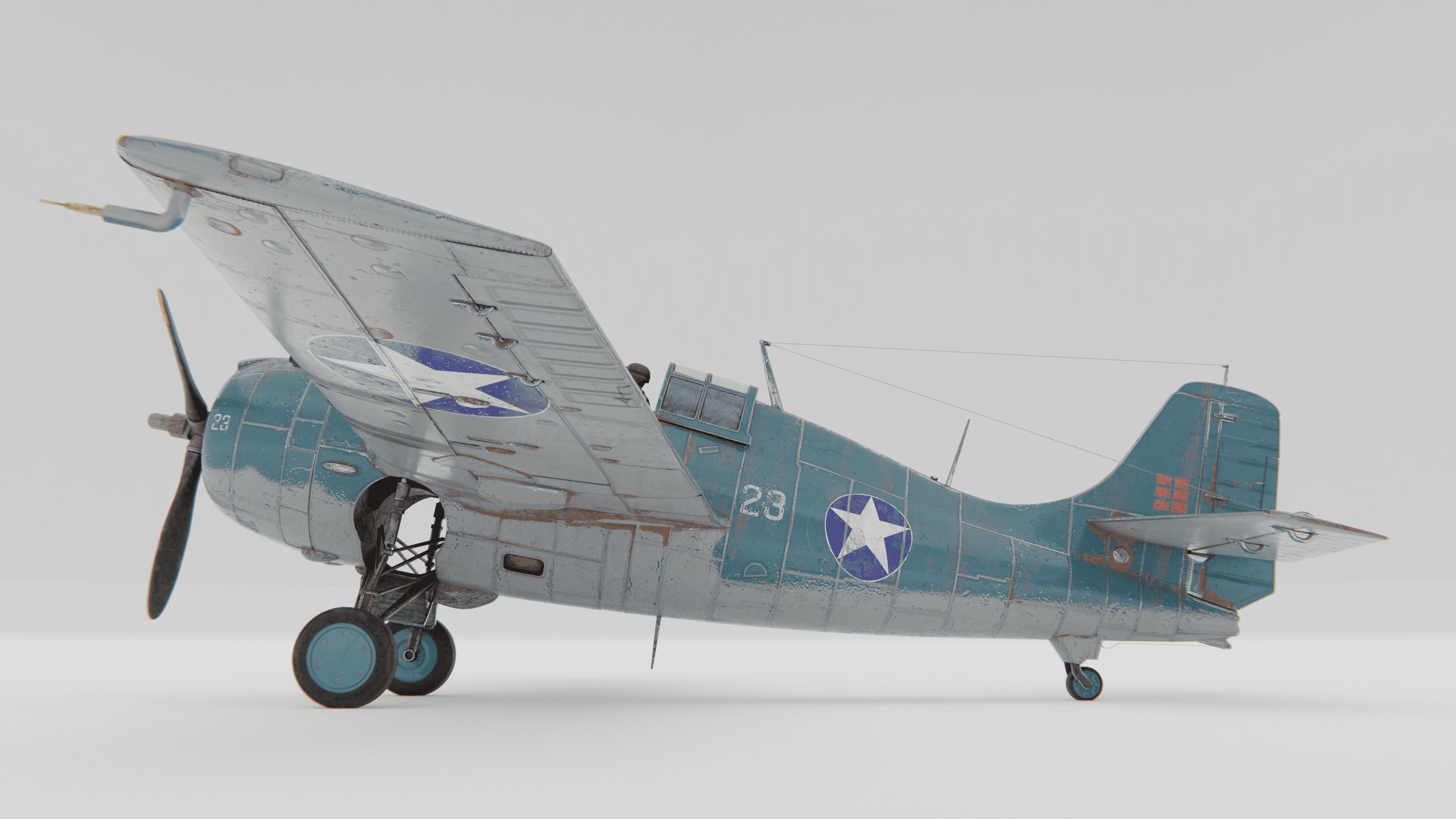 F4F Wildcat Fighter 1940-1945 3D model_8