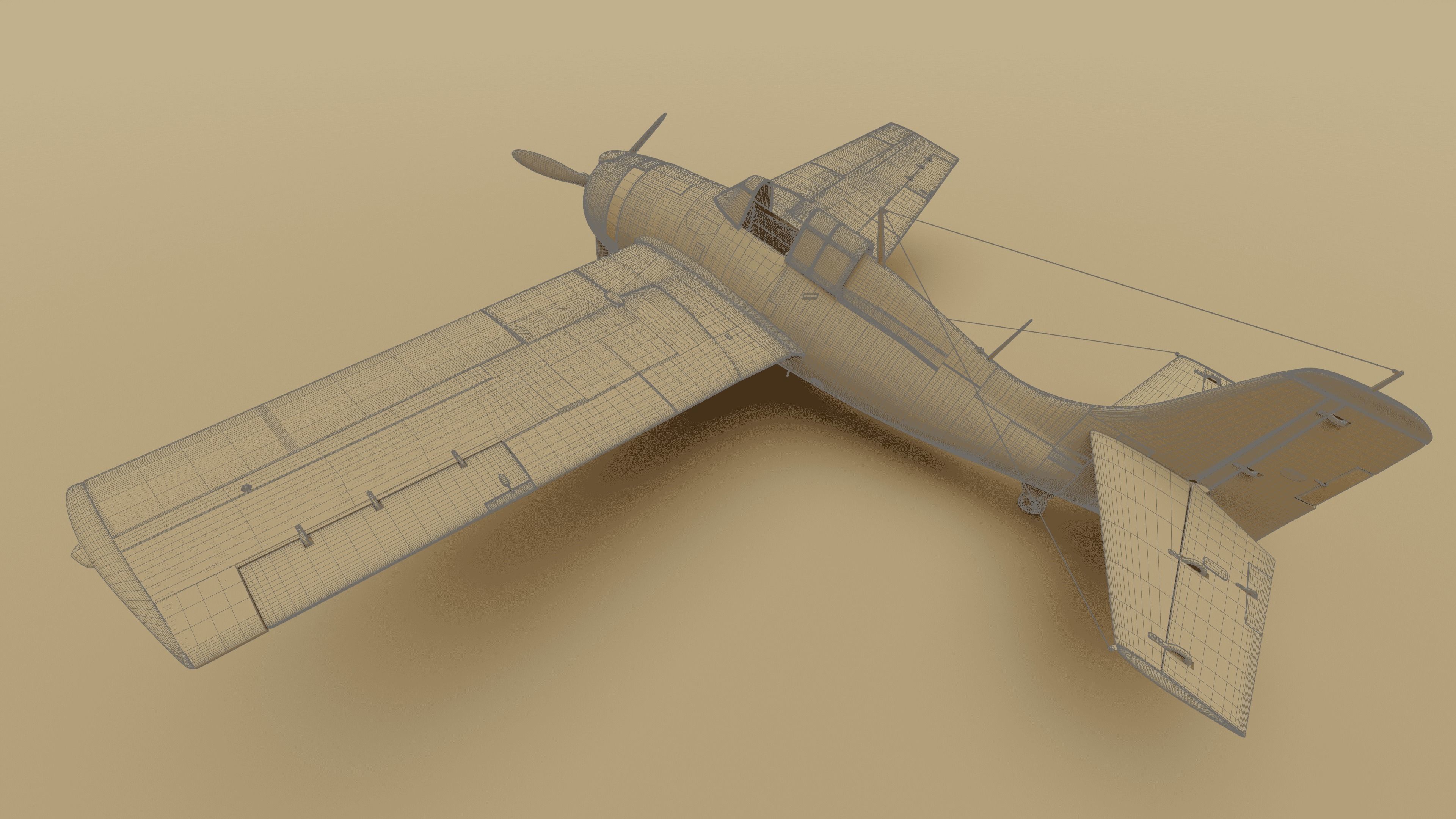 F4F Wildcat Fighter 1940-1945 3D model_12