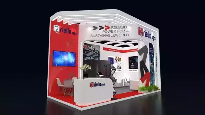 Exhibition Stall size 3x6Mtr Two Side Open 3D model 01