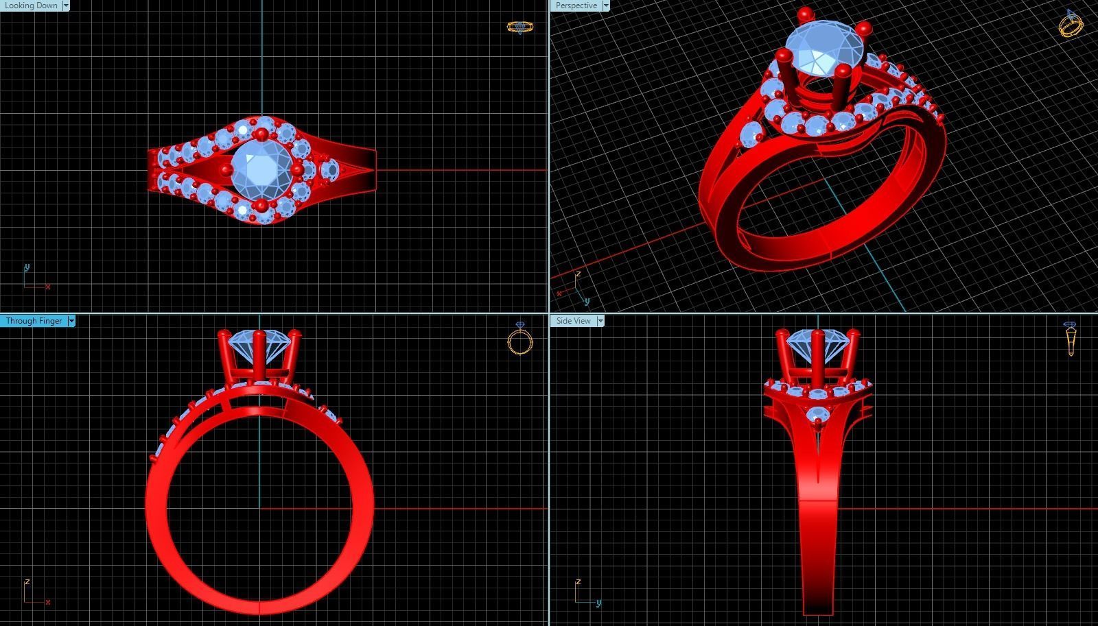 Diamond Ring Jewellery for Women 3D print model 3D print model_1