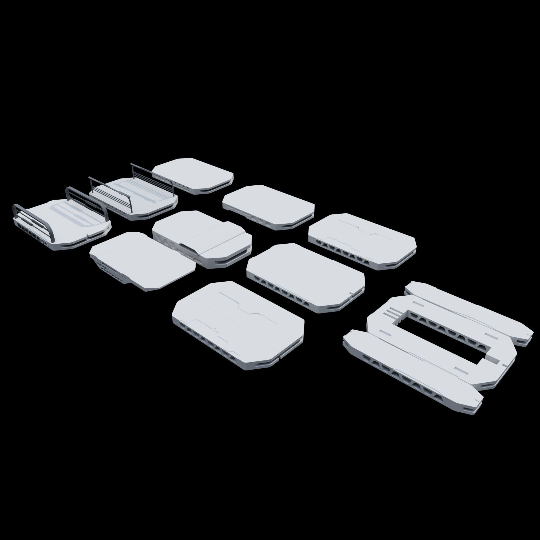 Scifi Building kitbash 01 Low-poly 3D model_18