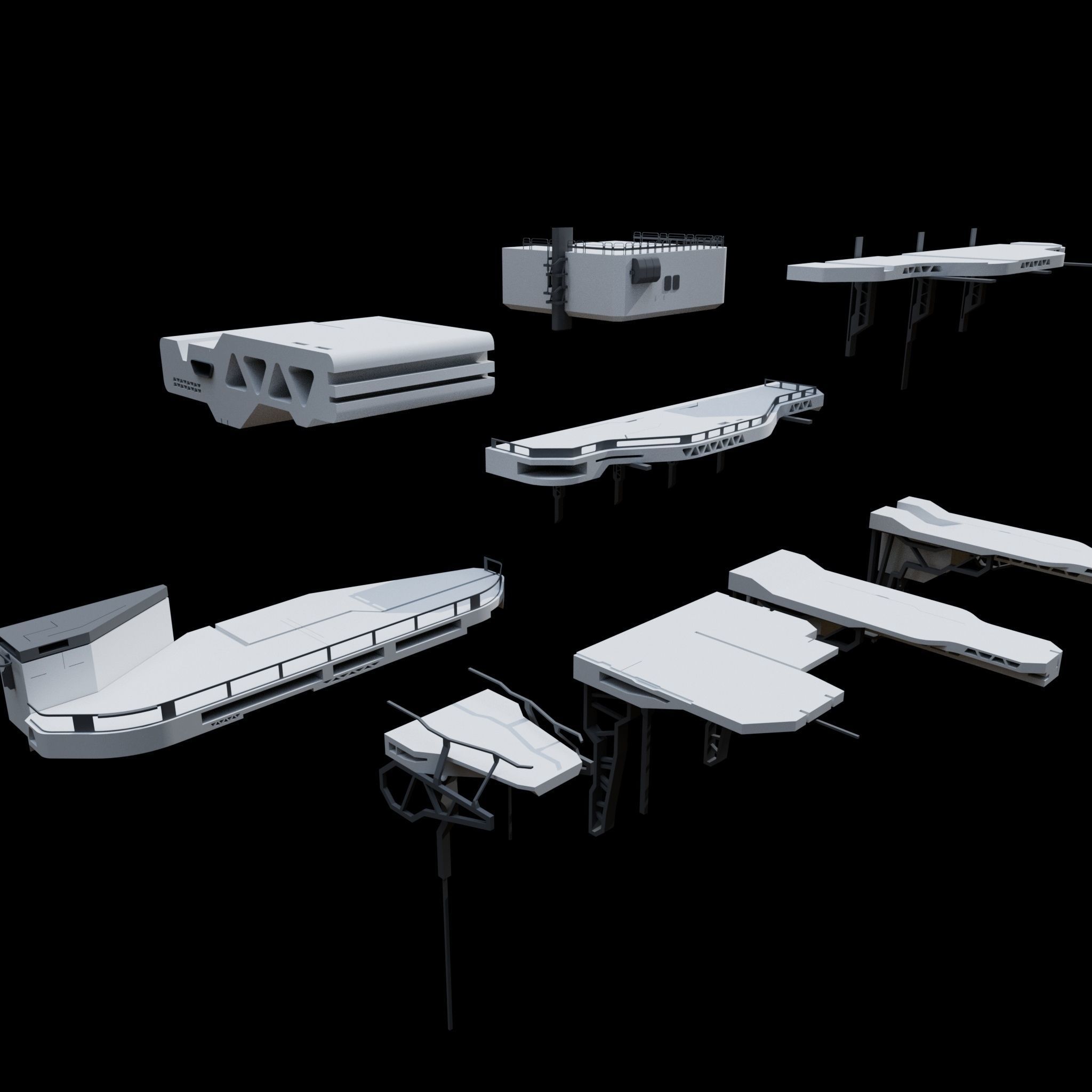 Scifi Building kitbash 01 Low-poly 3D model_19