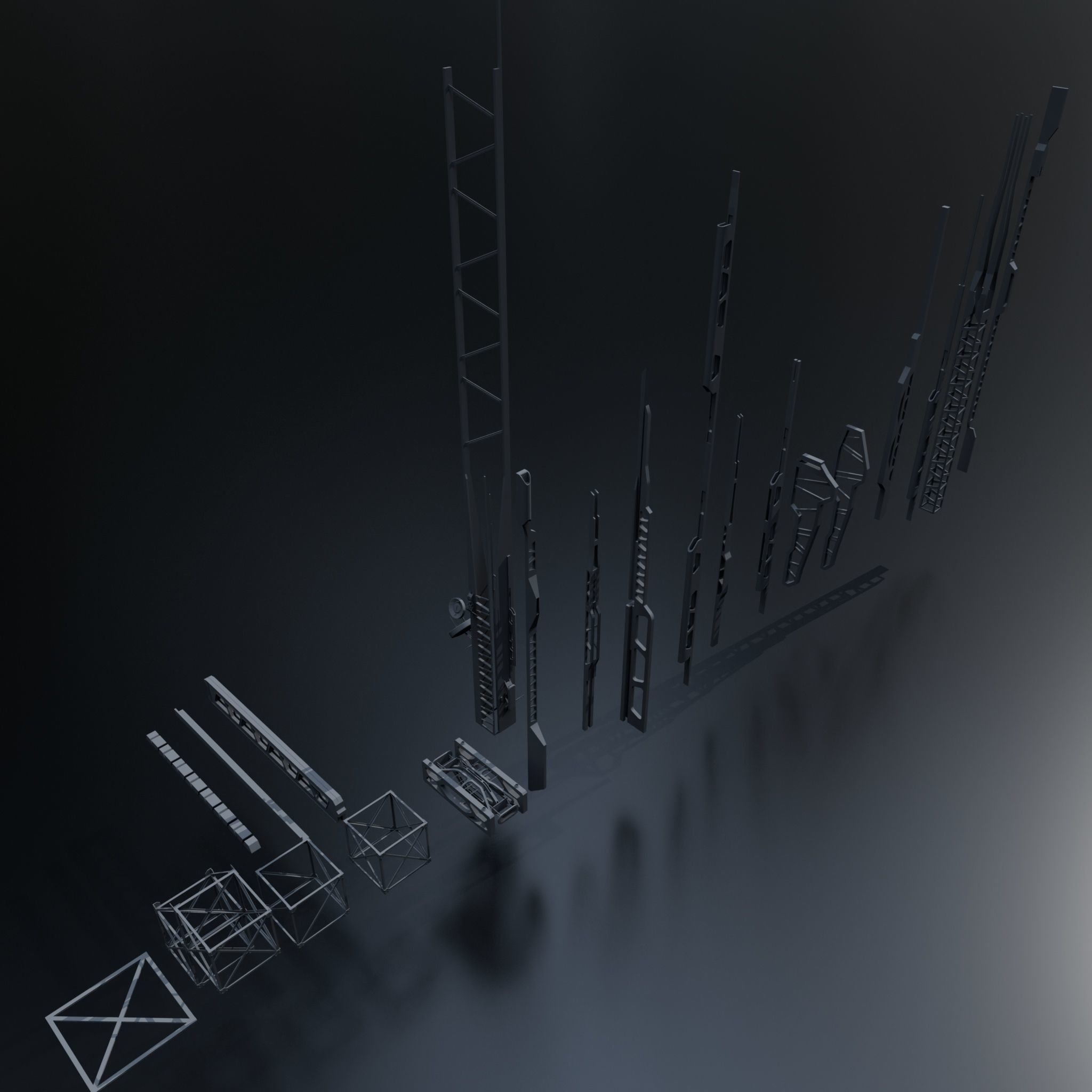 Scifi Building kitbash 01 Low-poly 3D model_13