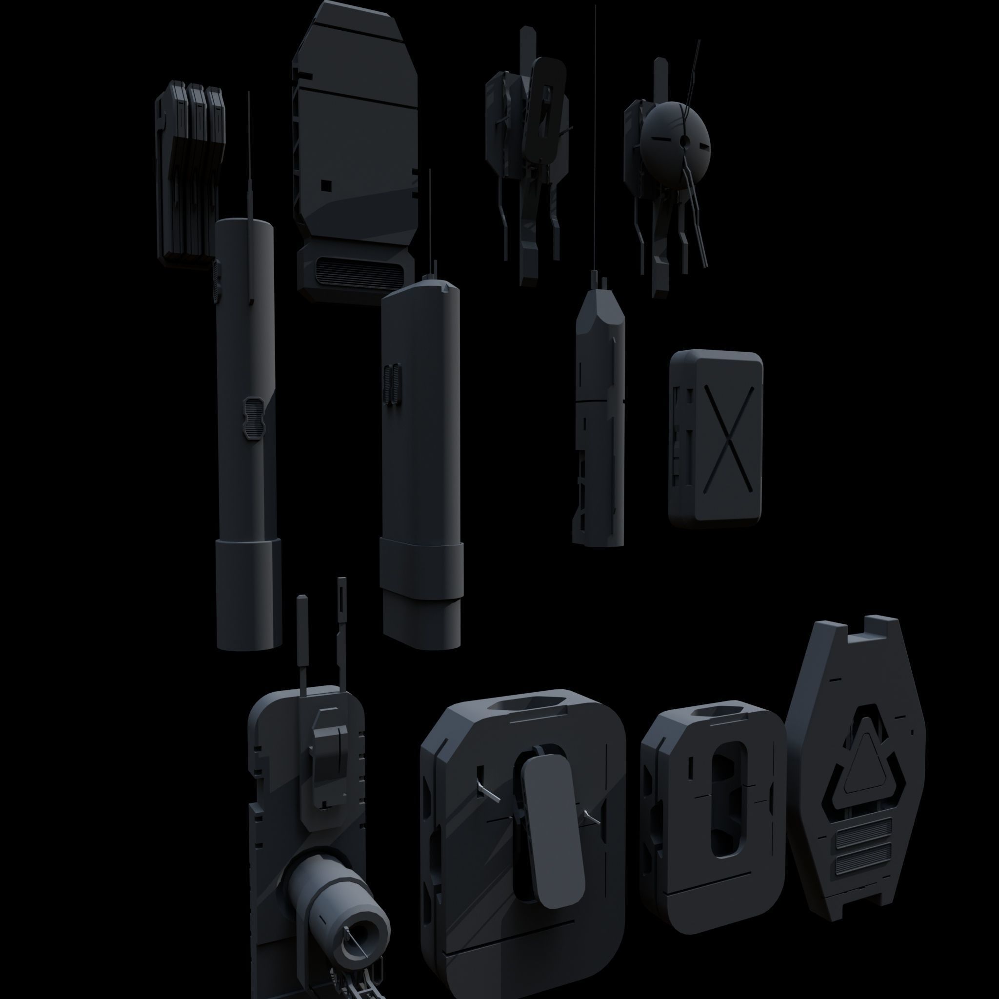 Scifi Building kitbash 01 Low-poly 3D model_14