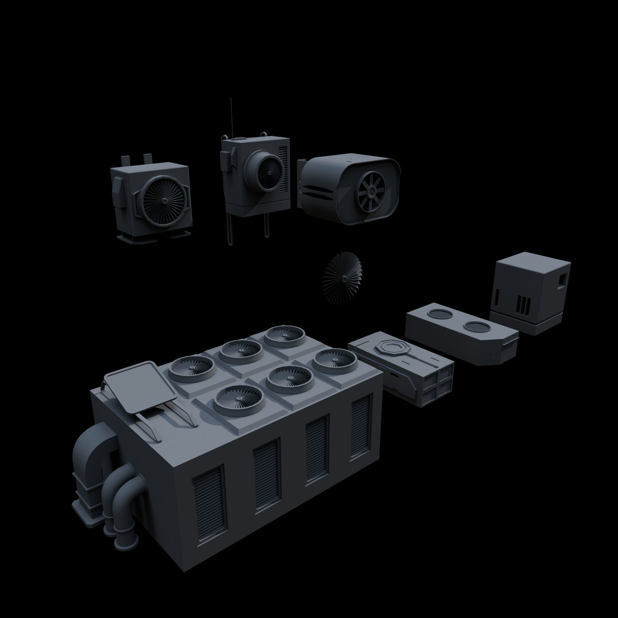 Scifi Building kitbash 01 Low-poly 3D model_16