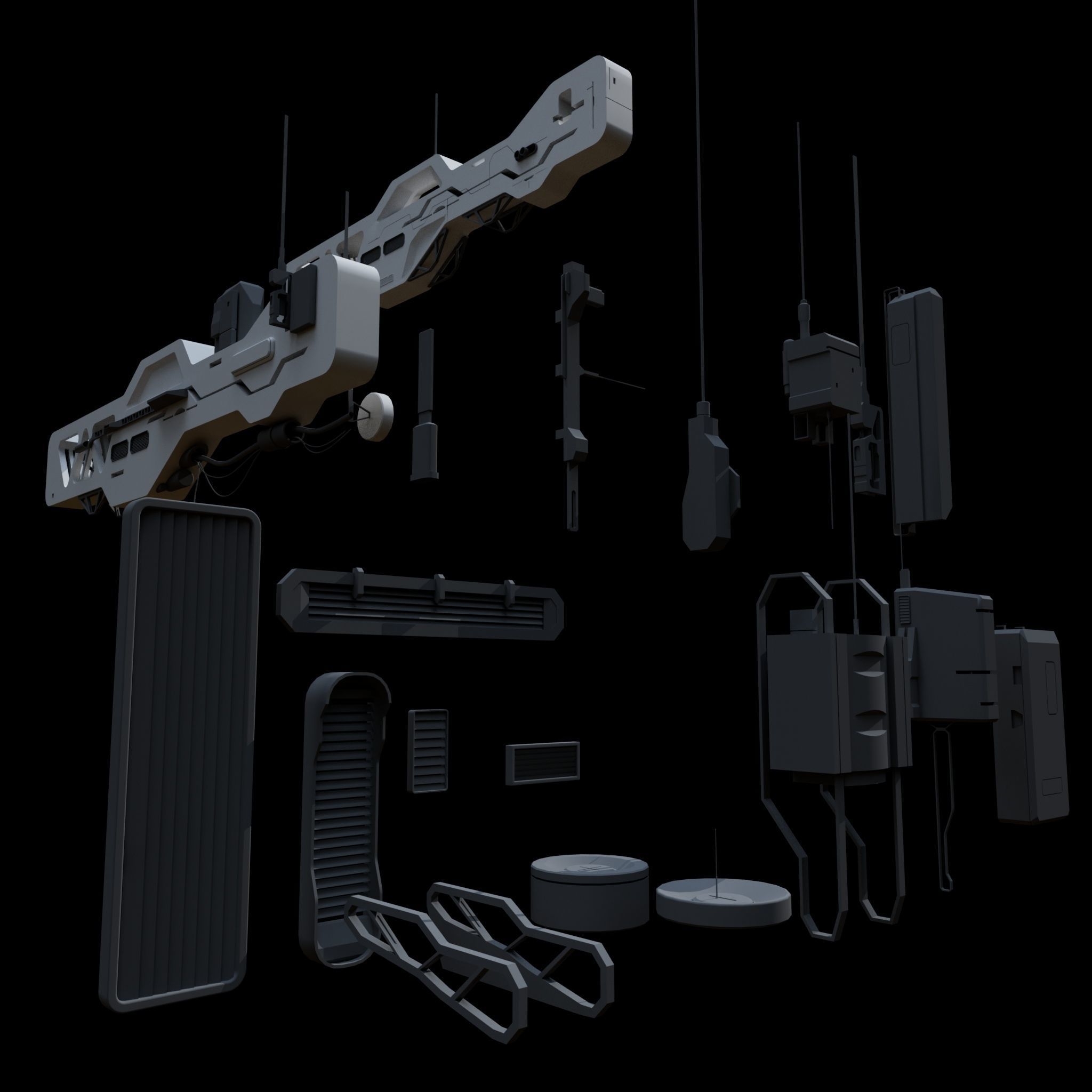 Scifi Building kitbash 01 Low-poly 3D model_15