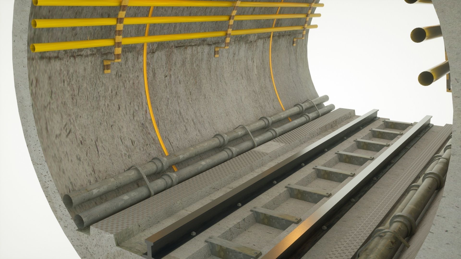 Subway car and Tunnel  3D model_13