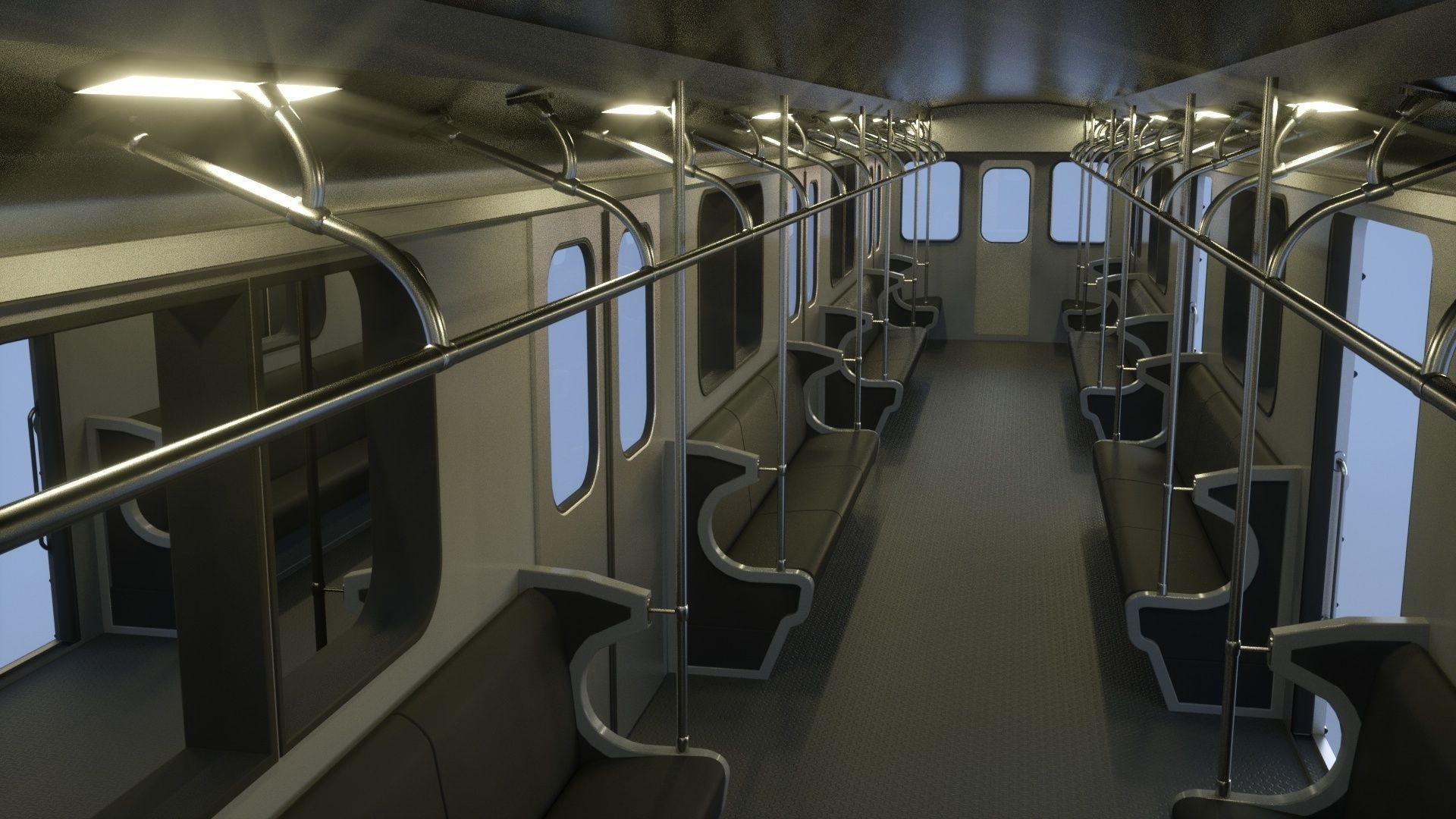 Subway car and Tunnel  3D model_10