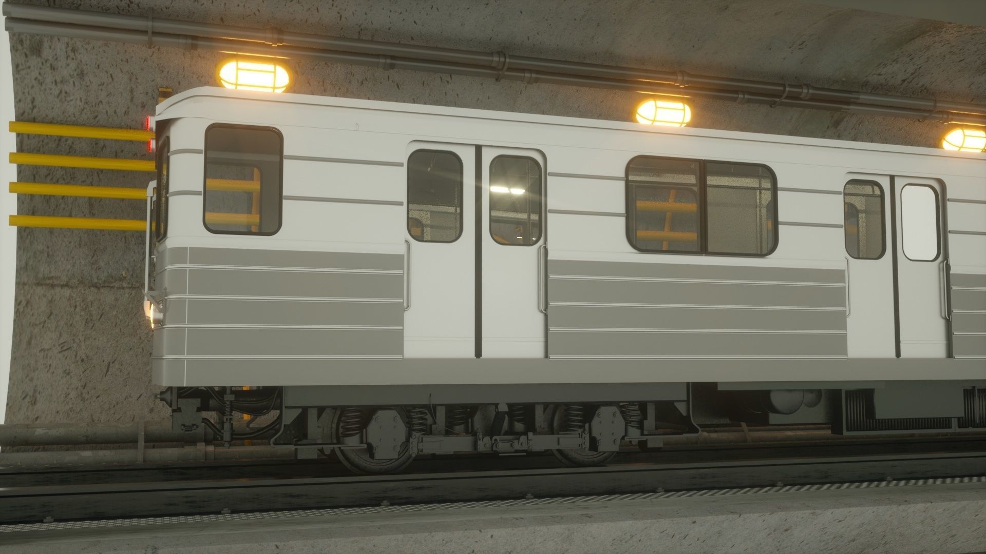 Subway car and Tunnel  3D model_15
