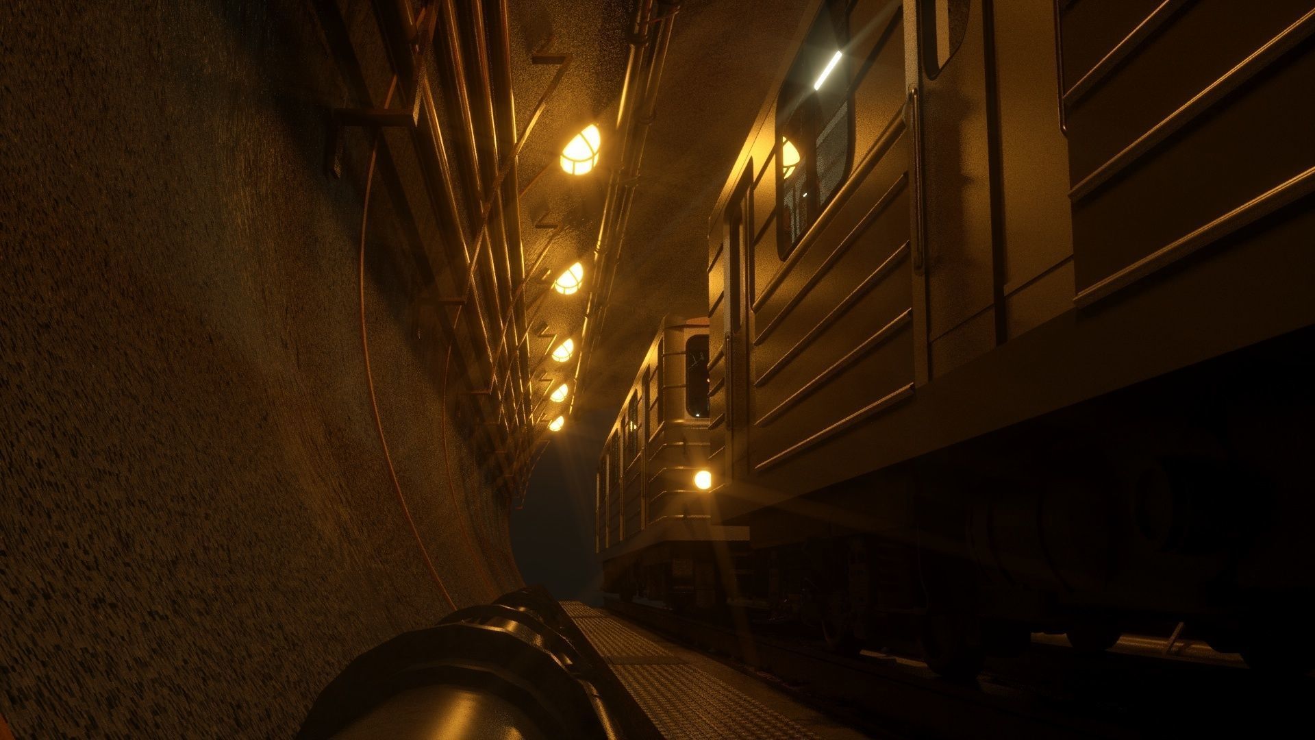 Subway car and Tunnel  3D model_7