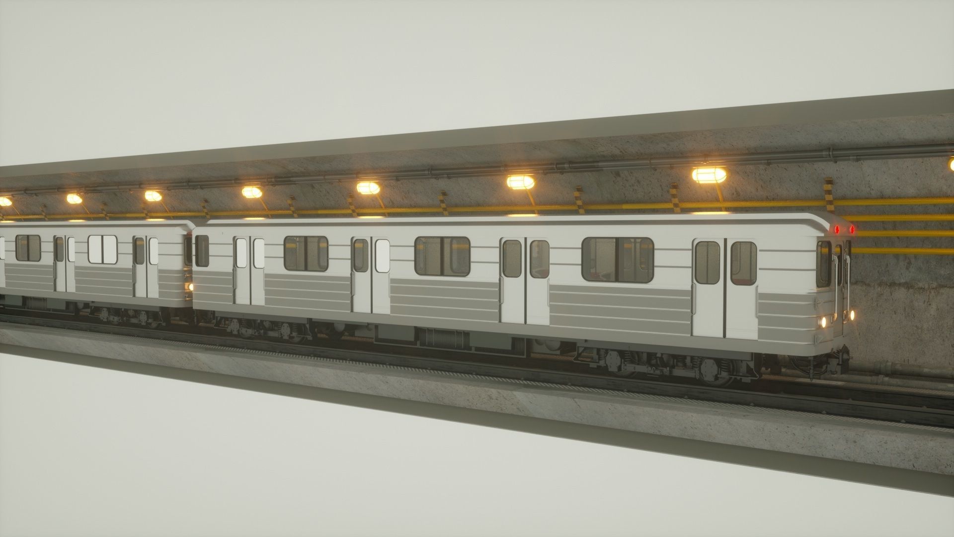 Subway car and Tunnel  3D model_3