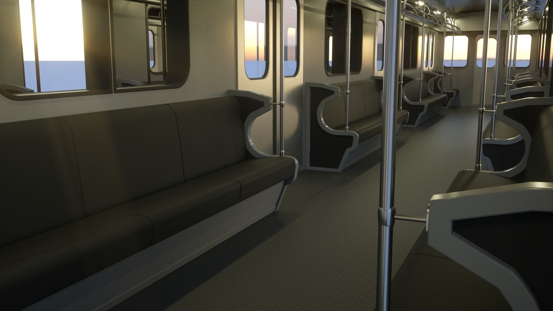 Subway car and Tunnel  3D model_17
